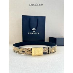 高級感が溢れる 人気商品 売り切れ 光沢のあるVERSACEベルト激安 通販 ブランド