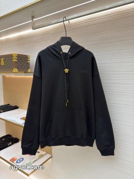 VERSACEピュアカラーキャップアルファベット刺繍長袖パーカー 1